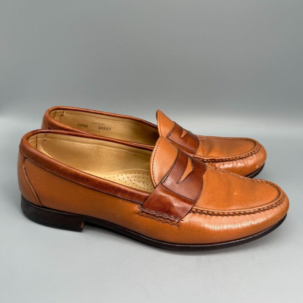 Allen Edmonds Brandon Mens 10.5 Brown Saddle Leather Slip-On Penny Loafers Shoes